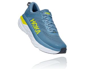 Hoka One One Bondi 7 Mens Orthopedic Shoes Provincial Blue/Citrus | AU-8693450
